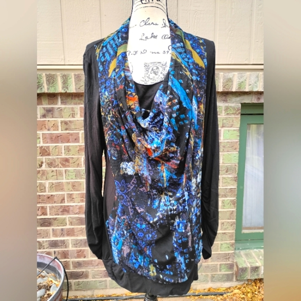 Vivienne Tam Black Tunic Top XL 14 16